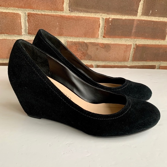 franco sarto black wedges